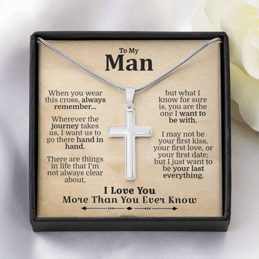 To My Man Always Remember Normal Cross Necklace - Love You This Much